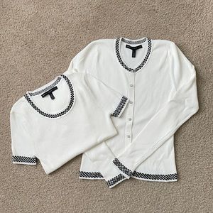 White Sweater Set w/ Black Trim